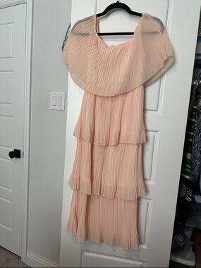 Pleated Tiered Peach Women’s Dress